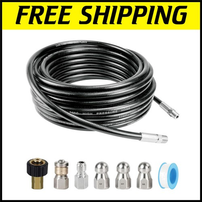 #ad #ad Durable 50FT Pressure Washer Drain Cleaning Hose with Rotating Nozzle 5800 PSI $87.24