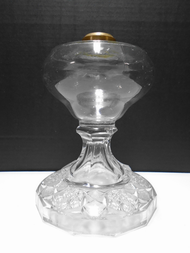 Vintage/Antik EAPG Klar Schwer Glas Sockel Öllampe mit gemustertem Sockel - Bild 2 von 5