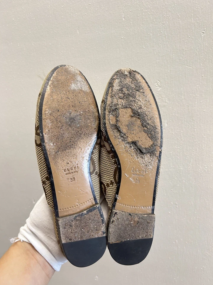 Подлинные меховые мокасины GUCCI WMNS Horsebit Princetown бежевые сшитые 38 ЕС 8 США - Изображение 3 из 4