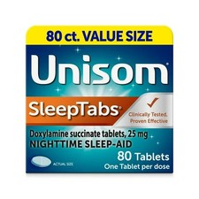 Unisom SleepTabs Nighttime Sleep-Aid Tablets - 80 Count - EXP 01/2026