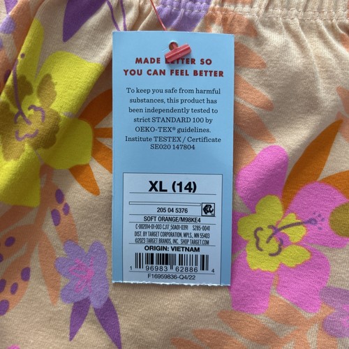 CAT & JACK BIKE SHORT GIRLS SIZE XL (14) TROPICAL FLORAL PRINT BRIGHT NWT - Picture 5 of 8