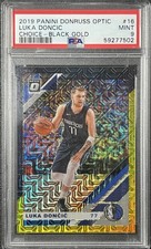 LUKA DONCIC PSA 9 2019-20 DONRUSS OPTIC #16 2ND YEAR CHOICE BLACK GOLD PRIZM 4/8