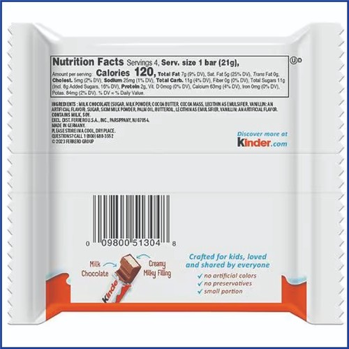 Kinder King Size Milk Chocolate Treat With Creamy Milky Filling, 3.0 oz - Picture 10 of 12