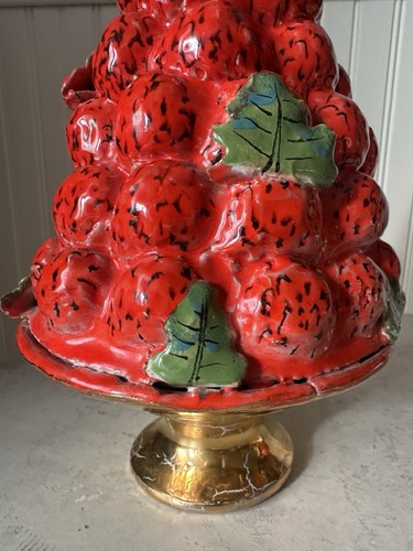 Vintage italienisches Capodimonte Erdbeere Topiary Herzstück Keramik MCM Sommer Italien - Bild 7 von 16