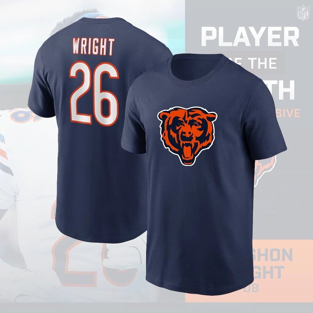 Nahshon Wright #26 Chicago Football 2025 Player Name & Number For Fans