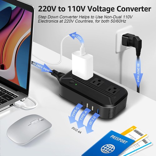 Voltage Converter 2300W Power Step down 220V to 110V Universal Travel Adapter Po - Picture 2 of 8