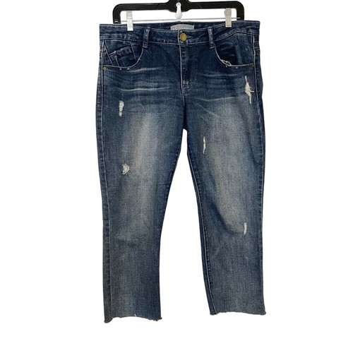 Jeans donna Wit & Wisdom vita media orlo grezzo blu crop tasche 8P elasticizzati casual