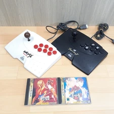 LOT Sega Saturn Ascii FIGHTER STICK X ZERO 2 Controller ASC-0602 & 2 Japan Games