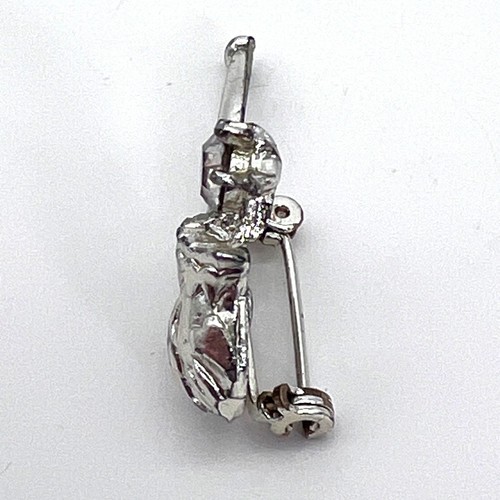 Tabakpfeife silberfarbene Brosche Anstecknadel Krawattennadel mit Strass - Bild 6 von 11