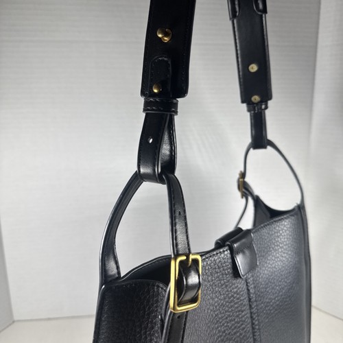 Antik Kraft Black Pebbled Shoulder Bag With Buckles & Gold Hardware 11”x9” EUC - Picture 3 of 17