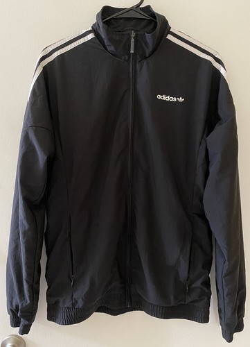 Chaqueta de Pista Vintage Adidas Originals con Cremallera Completa Nailon Blanca y Negra Talla Pequeña S - Imagen 11 de 12