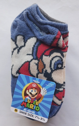 SUPER MARIO BROS NINTENDO 5-Pack No Show Kids Sock Size (7 1/2 - 3 1/2) NWT - Picture 1 of 3