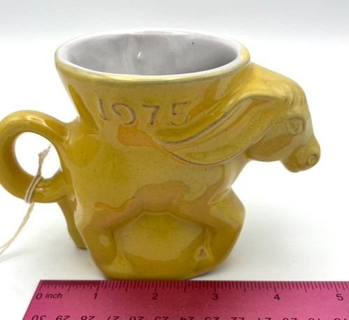 1975 Yellow Vote Democrat Donkey Political Mug Frankoma Pottery Oklahoma Vintage - Picture 5 of 16