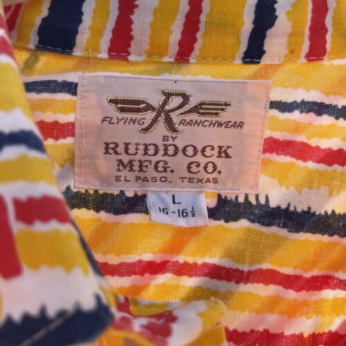 Vtg Ruddock Striped Western Shirt Pearl Snap Cowboy Flying Ranchwear Men’s L 16 - Picture 2 of 6