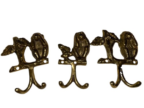 Brass Monkeys Wall Hooks Set Of 3 By Andrea Ladeck Hear No Evil See No Evil - Picture 2 of 5