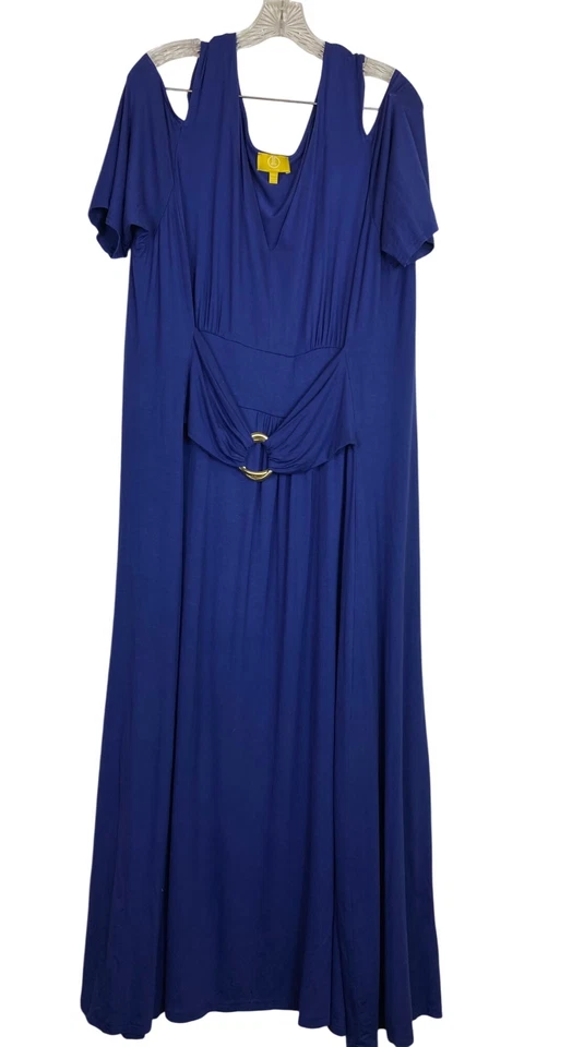 Vestido Liz Lange Púrpura Detalle Anillo Dorado Hombro Frío Talla Grande 3X Boho Cóctel Foto 3 de 4