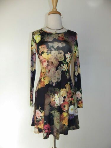 Lily loves womens dress size 8 fit flare multicolour floral linen blend 058834 eBay