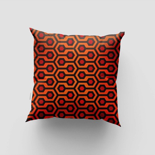 Horror Aesthetic Throw Pillow, Retro Orange Hexagon Cushion, The Shining Inspire - Picture 3 of 10
