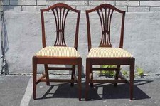 Pair of Mahogany English Dining Room Side Chairs Newly Upholstered  Restored