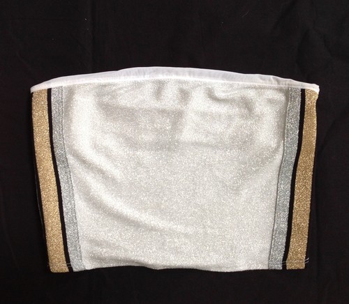 Victorias Secret ROSA Verano Tubo Top Camisa Brillante Blanco Oro Plata S M - Imagen 1 de 4