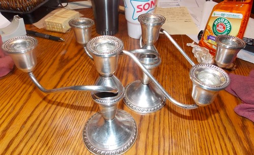 Pair of Duchin Creations Sterling Silver 3 Candle Candelabras - Picture 2 of 3