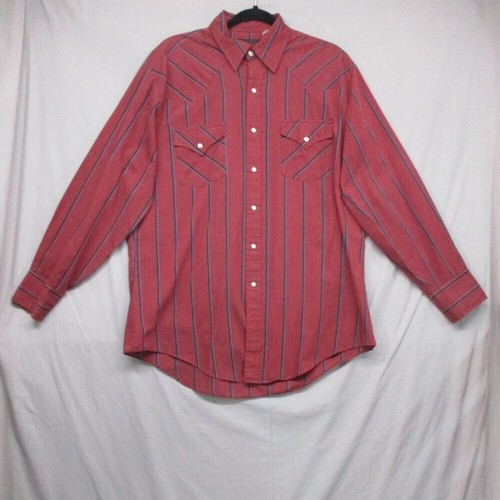 Laredo Pearl Snap Button Down Stripe Western Burgundy Red Men Size | L - Picture 2 of 12