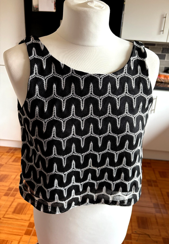 Top blusa donna VGC cuori e fiocchi mono BIANCO ricamato stampa GEO 8