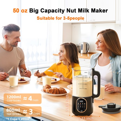 Máquina automática para hacer leche de nueces 50 oz de leche de soja para avena de almendras soja 1500 ml EE. UU. - Imagen 4 de 17