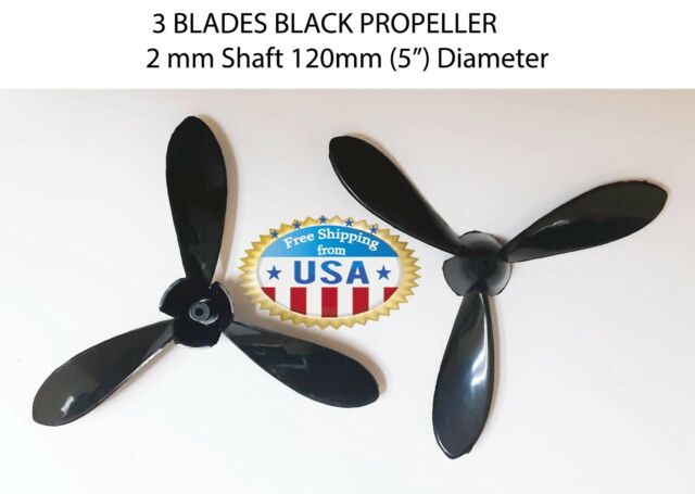 2 X Propeller (3-Blade) CW for Airplane Diameter- 125mm (5") Shaft - 2mm RN9005 2 X Propeller (3-Blade) CW for Airplane Diameter- 125mm (5") Shaft - 2mm RN9005