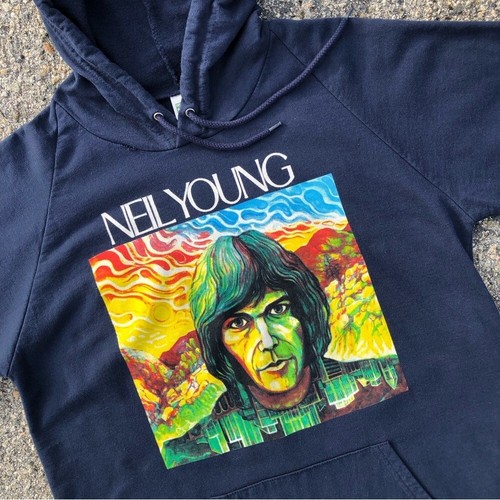 Neil Young 1968 Album Cover Dark Blue Hoodie - Size Mens Large - Picture 2 of 9