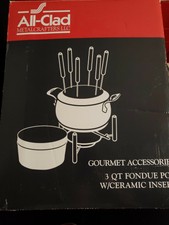 All Clad 59936 Stainless Steel Fondue Pot With Ceramic Insert Cookware Silver For Sale Online Ebay