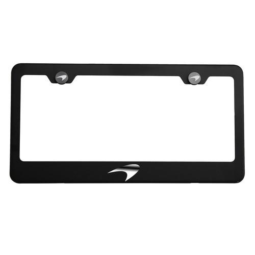 Matte Black Mclaren Logo Mirror Laser Etched License Plate Frame Tag Screw Cap - Picture 1 of 11