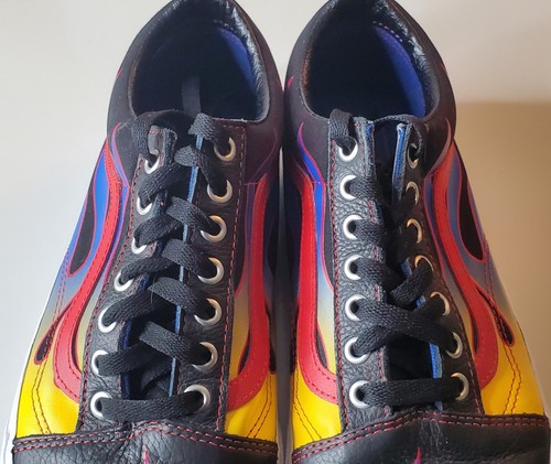 Vans Old Skool Front Toe Blue/Yellow Flames Classic Skate Men's Shoes Sz 10 US - Bild 4 von 12