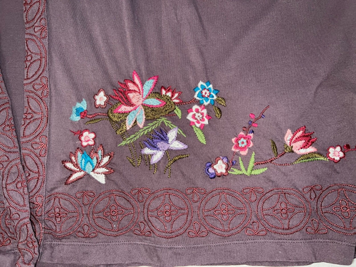 JOHNNY WAS JWLosAngeles vorne offen drapierter Cardigan S Stickerei Pflaume Baumwolle Strick - Bild 6 von 11