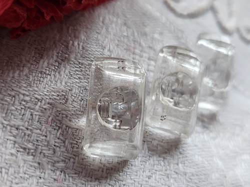 Trio boutons anciens en verre facette buche 1,2 sur 1,7 cm G14M - Bild 2 von 3