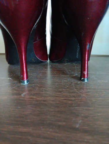 BCBGeneration Deep Maroon Red Open Toe Leather Pumps Heels Size 9B - Picture 6 of 8