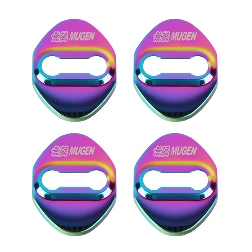 4x Mugen Neo Chrome Stainless Steel Car Door Lock Protective Cover Case Sticker - Bild 8 von 8