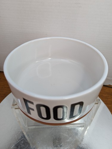 Dog Cat Pet Winifred & Lily White Embossed Brown Bottom Food Water Bowl NEW - Picture 2 of 7