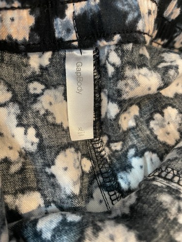 Gap Body Black Floral Flannel Pajama Lounge Pants Roll Up Hems Sz XL NEW! - Picture 6 of 7