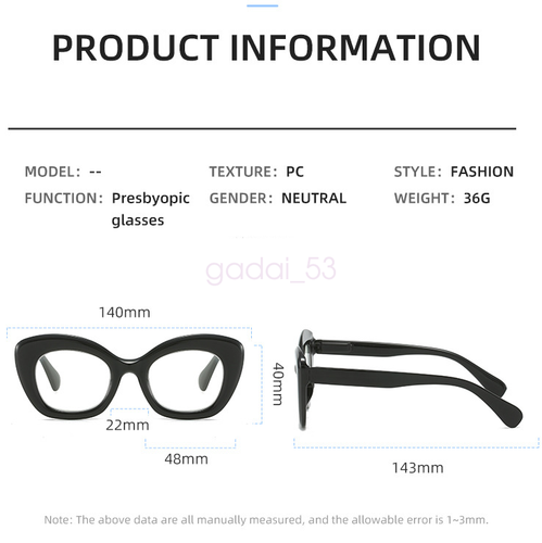 Cat Eye Bold Oversized Retro Reading Glasses Woman with Spring Hinges +1.0-4.0 - Picture 10 of 15