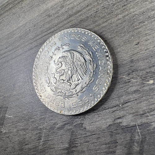 1958 Un Peso México 10% Plata 9O% Latón RARA Moneda Mexicana De Colección Casi Nuevo Como Nuevo - Imagen 2 de 4