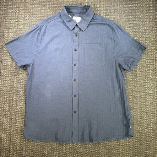 Camicia Katin Uomo XL Blu Alan Tinta Unita Spina di Pesce Misto Lino Leggera Preppy Nuova con etichette - Foto 17 di 24