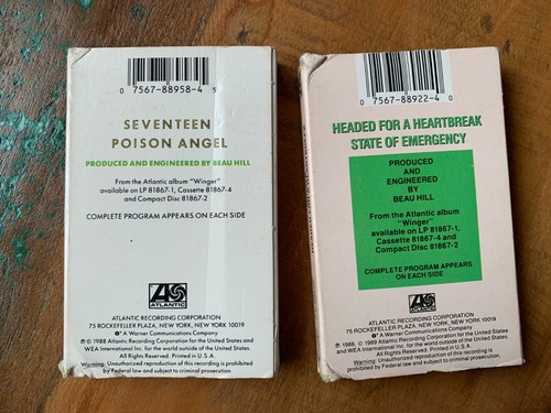 WINGER Two Cassette Tape Lot - Seventeen Headed For a Heartbreak 80s Hair Metal - Picture 3 of 8