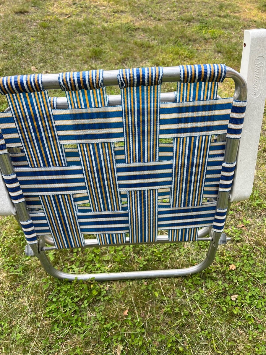 Vintage Sunbeam Aluminum Folding Webbed Lawn Chair Pool