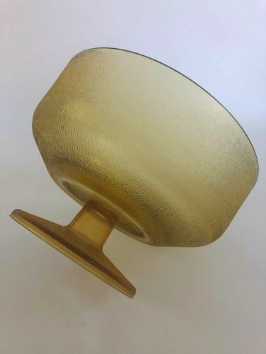 Brockway Glass Co. large footed glass salad bowl ICELANDIC BULK in gold c.1973 - Picture 7 of 12