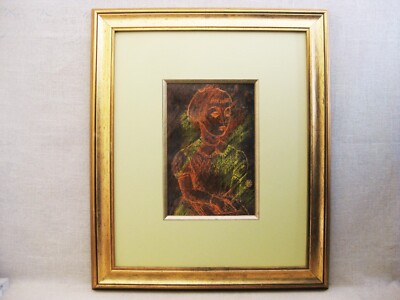 Vintage Female Portrait Drawing Framed Original Wall Art Mid-Century Home Décor