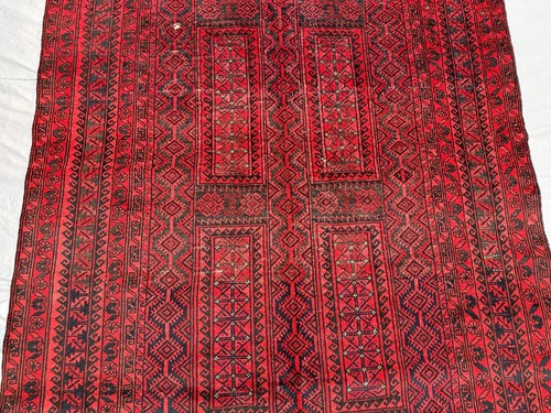 Vintage Afghan Qalamdani Nomadic Rug 5x8 - Tribal Oriental Red Turkmen Area Rug - Picture 5 of 12