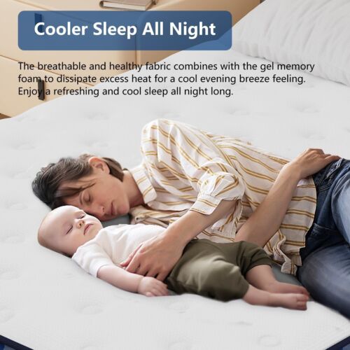 10" 12" 14" Twin Full Queen King Hybrid Spring Gel Memory Foam Mattress in a Box - Picture 9 of 38