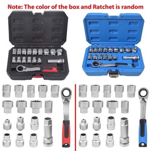Durchsteck Ratsche Steckschlüssel Satz 17 tlg. Durchsteckknarre 3/8 1/2" 10-24mm - Bild 16 von 17