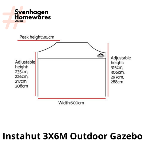 3X6M Outdoor Gazebo White Garden Market Canopy Pop Up Shelter Party Tent Carport - Picture 3 of 9